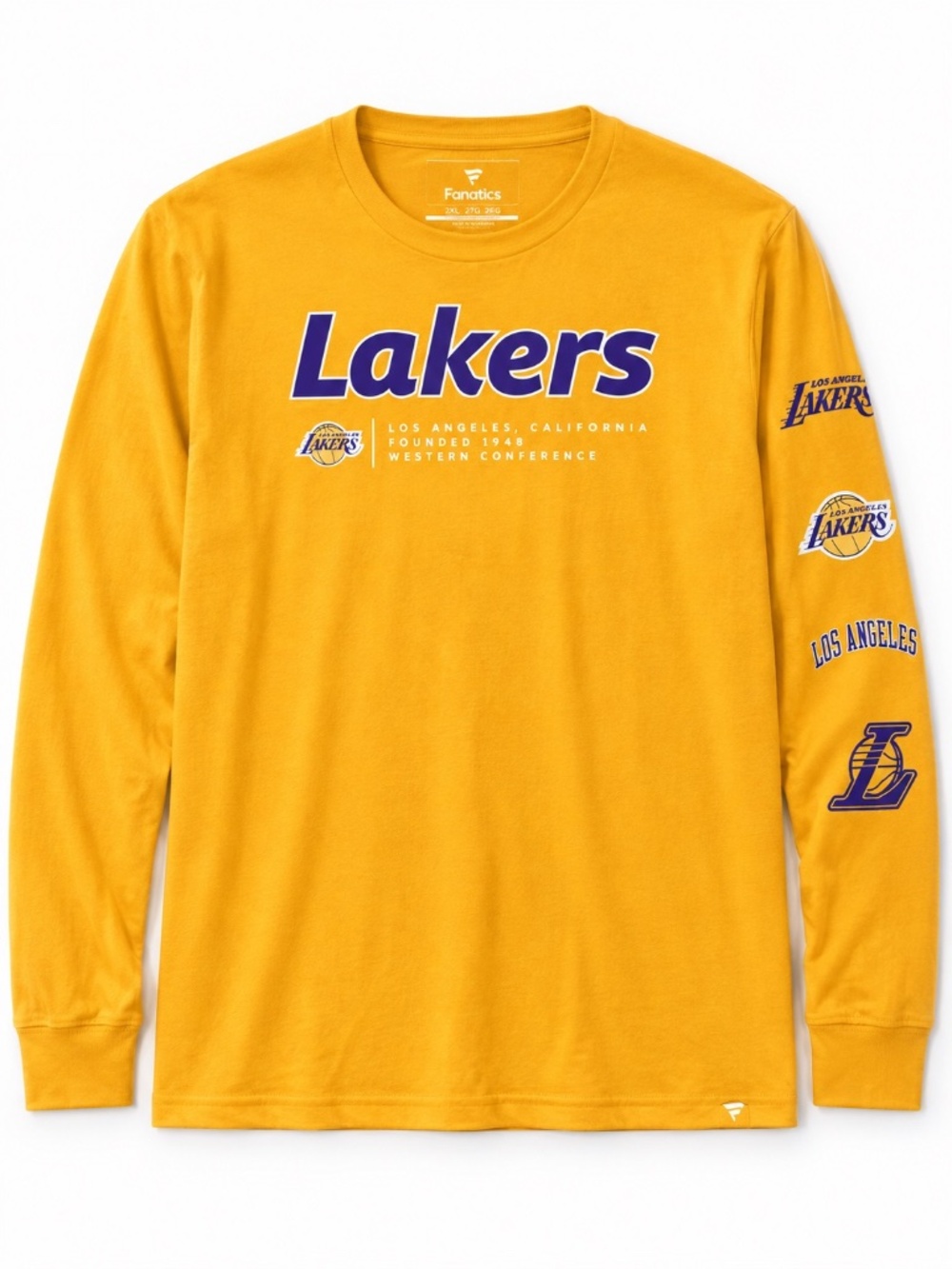 Los Angeles Lakers Fanatics Gold Long Sleeve Shirt Men's 2XL NBA